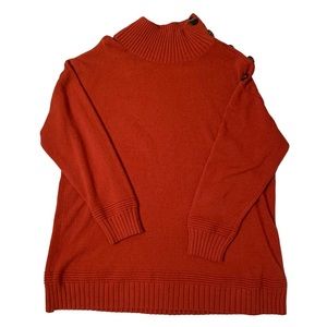 Red Orange Anthropologie Sweater with Button Detail｜XL